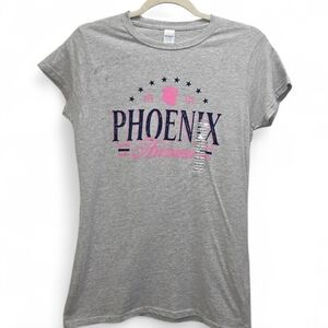 Gildan NWT Phoenix Arizona Graphic T-Shirt Women's Medium Gray Pink Souvenir Tee